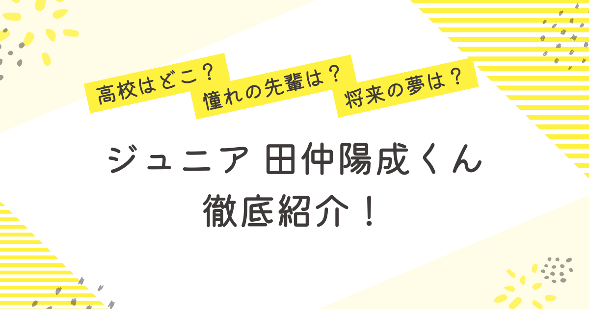 田仲陽成 高校 兄弟 憧れの先輩 プロフィール 紹介